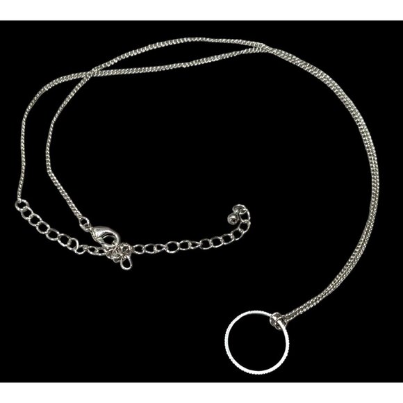 Minimalist Simple Open Circle Silver Tone Pendant Necklace - Picture 1 of 6